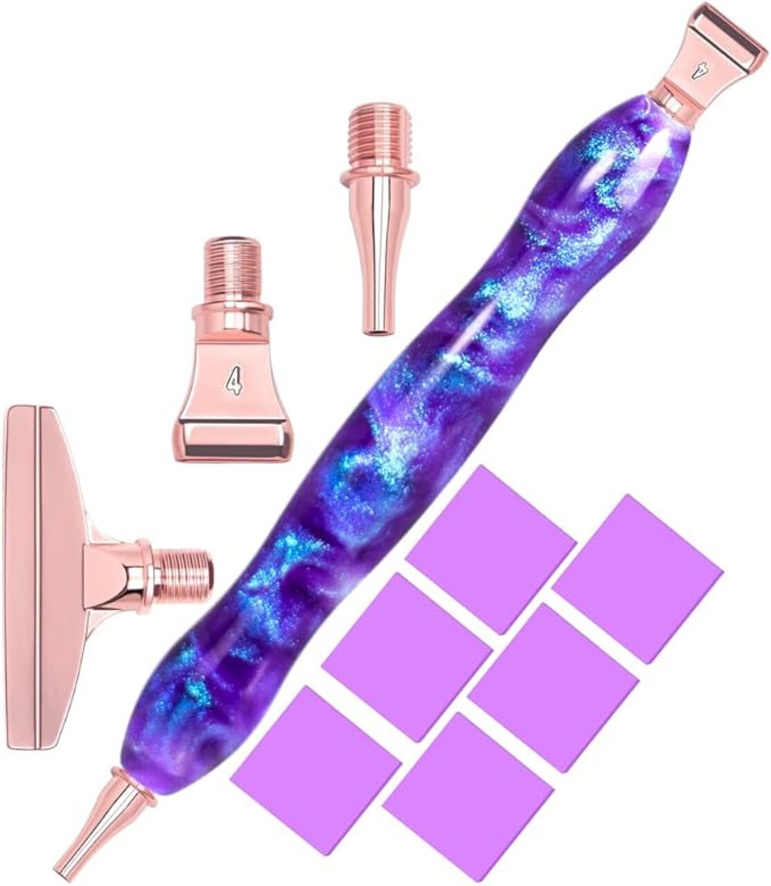 Diamond Painting Art Drill Pen Kit – Ergonomic Rose Metal Tip Stylus Tool with Steel Nibs – 5D Diamond Painting Accessories for Beads, Dot Art & DIY Craft Projects (Galaxy Purple)